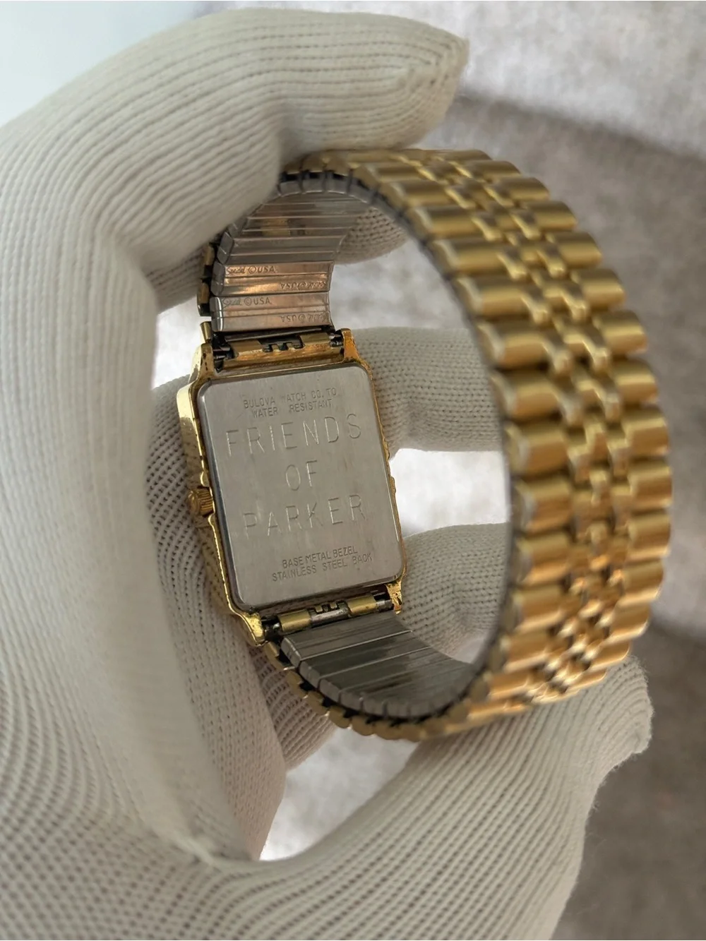 Bulova vintage tank daydate Gold Tone Quartz Rectangular Watch men’s